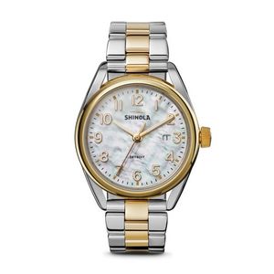 Ladies Derby Gold & Silver-Tone Stainless Steel Watch White Mother-of-Pearl Dial Product Image