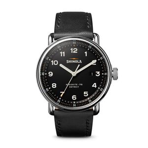 Mens Canfield C56 Black Leather Strap Watch Black Dial Product Image