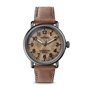 Mens Runwell British Tan Leather Strap Watch Petoskey Stone Dial Product Image