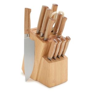 Elite Cutlery 13pc Knife Block Set w/ Light Wood Handles Product Image