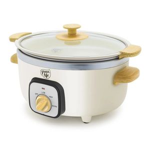 Healthy 3.5qt Slow Cooker w/ Wood Handles Cream Product Image