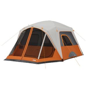6 Person Straight Wall Cabin Tent w/ Screen Room Orange Product Image