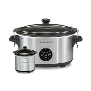 Stay or Go 7qt Programmable Slow Cooker w/ Party Dipper Silver Product Image