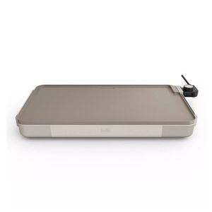 12" x 22" Ceramic Griddle w/ Warming Tray, Oatmilk Product Image