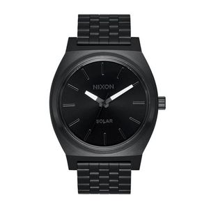 Mens Time Teller Solar Black Stainless Steel Watch, Black Dial Product Image