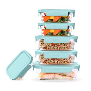 12pc Glass Leakproof Food Storage Set, Soft Aqua Product Image