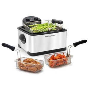 4qt Dual Basket Deep Fryer w/ Lid Stainless Steel Product Image