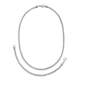 Wheat Bracelet and Necklace Set Silver Product Image
