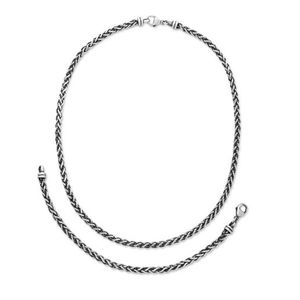 Wheat Bracelet and Necklace Set Oxidized Silver Product Image