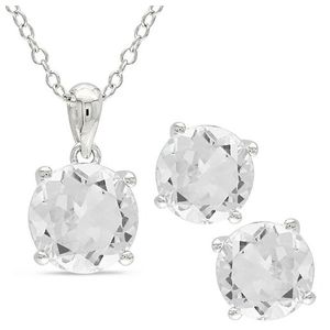 White Topaz Earring & Necklace Set Product Image