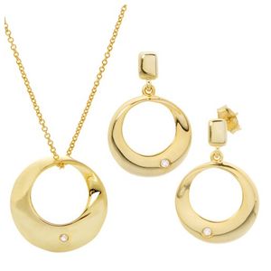 Diamond Earring & Necklace Set Gold Product Image