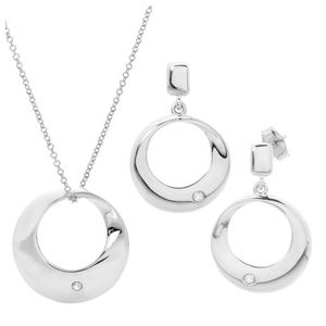 Diamond Earring & Necklace Set Silver Product Image