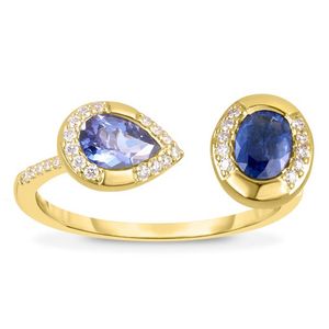 Tanzanite & Blue Sapphire Toi Et Moi Ring - Size 6 Gold Product Image