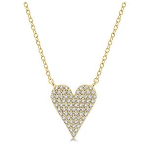 Pave Set Diamond Heart Motif Necklace Gold Product Image