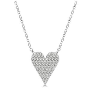 Pave Set Diamond Heart Motif Necklace Silver Product Image