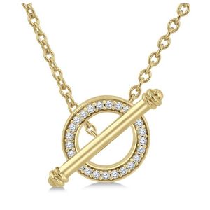 10k Circle Diamond Toggle Necklace Gold Product Image