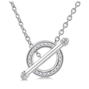 10k Circle Diamond Toggle Necklace Silver Product Image