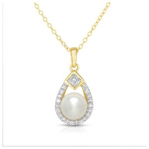 Pearl and Diamond Necklace Gold Product Image