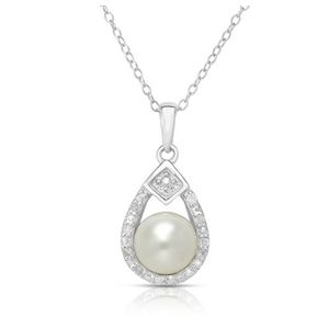 Pearl and Diamond Necklace Silver Product Image