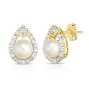 Pearl & Diamond Earrings Gold Product Image
