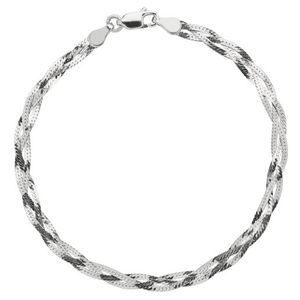 Braided Herringbone Bracelet Silver Product Image